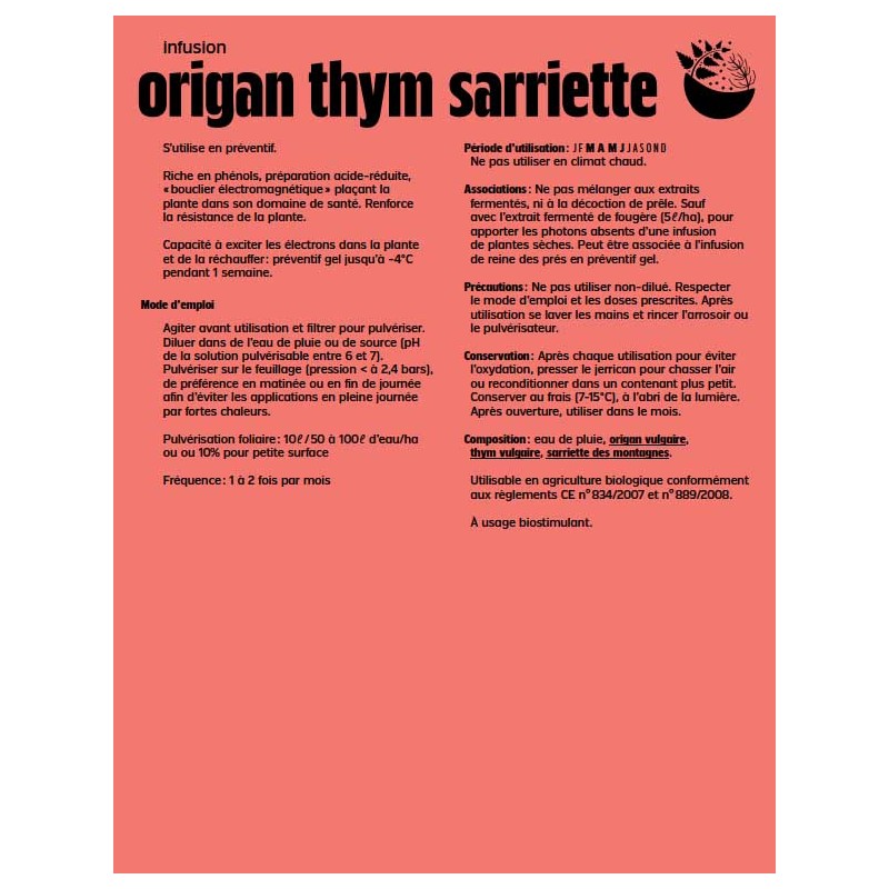 Infusion Origan, Thym, Sarriette - 10L